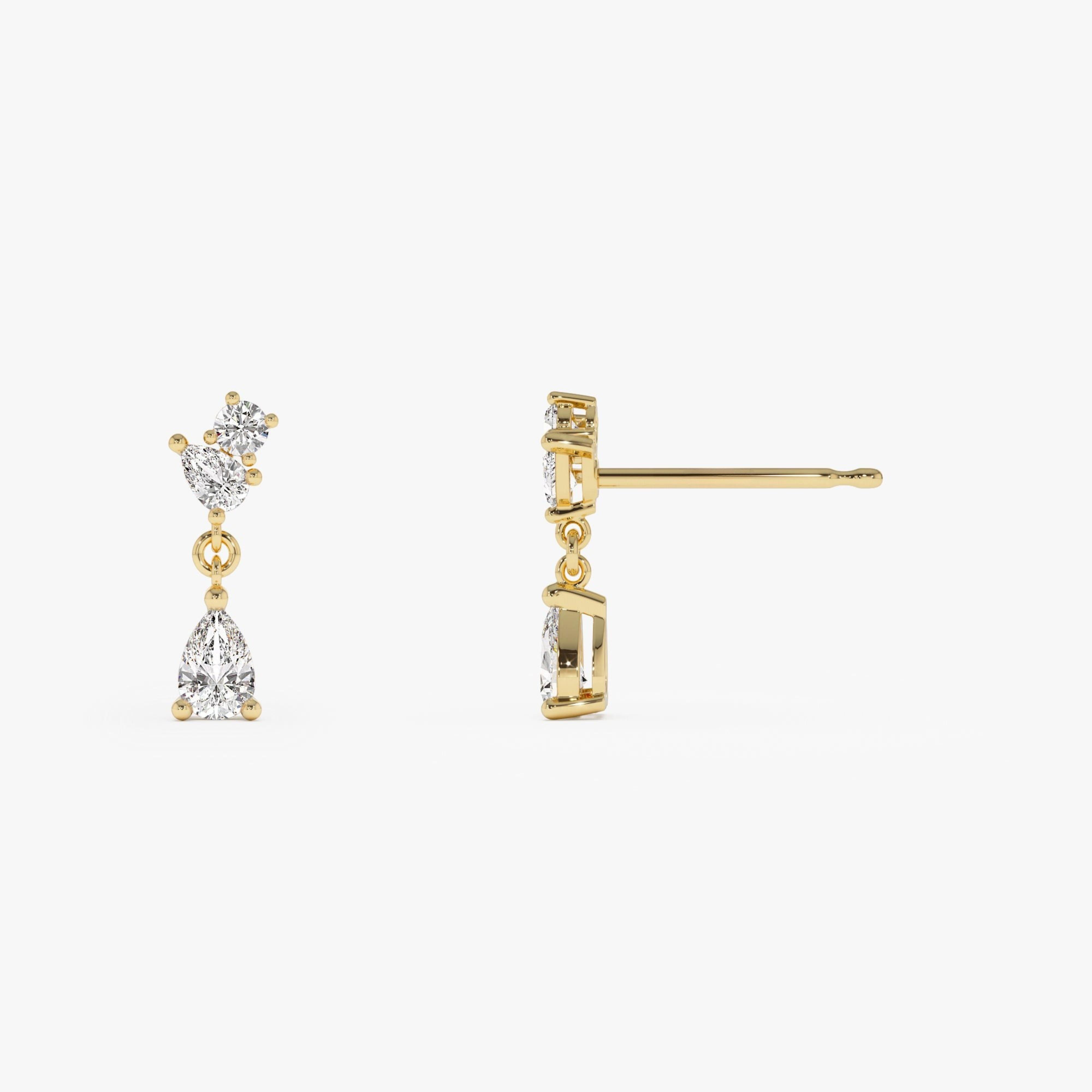 Round Pear Petite Dangling Lab Diamond Earrings