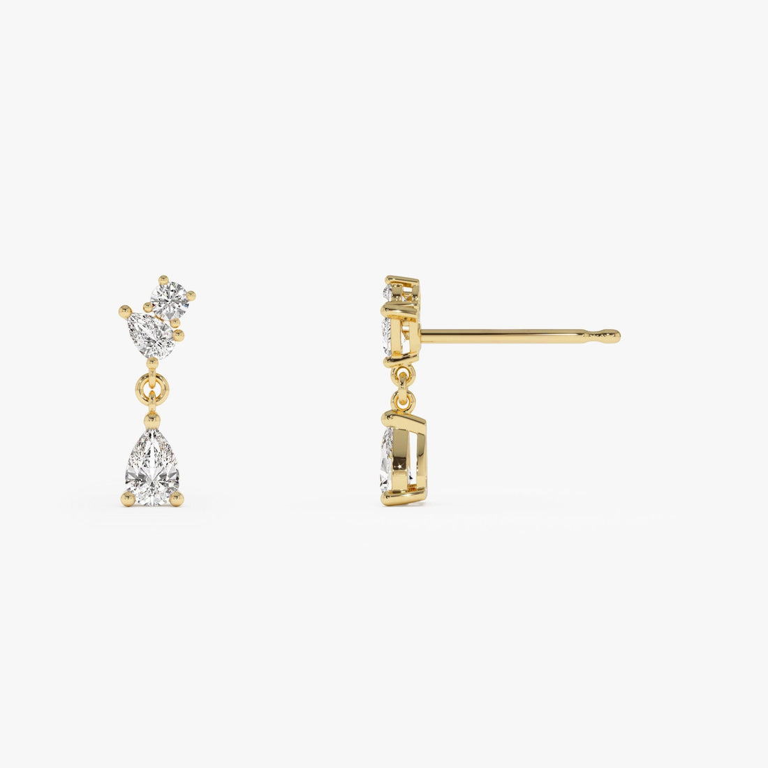 Round Pear Petite Dangling Lab Diamond Earrings