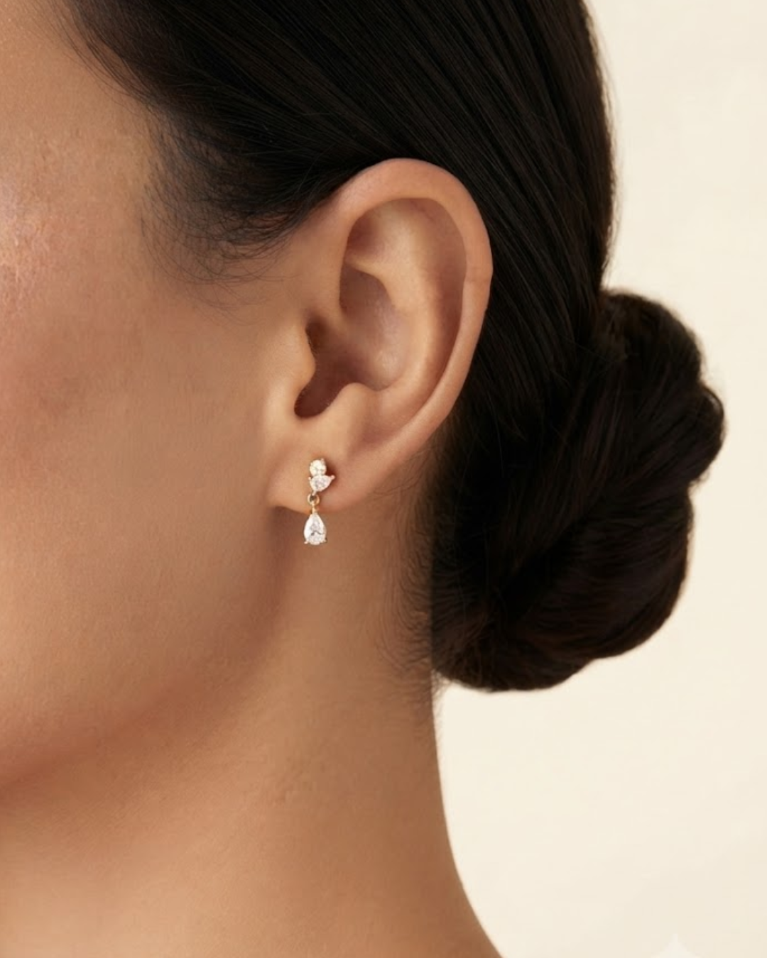 Round Pear Petite Dangling Lab Diamond Earrings