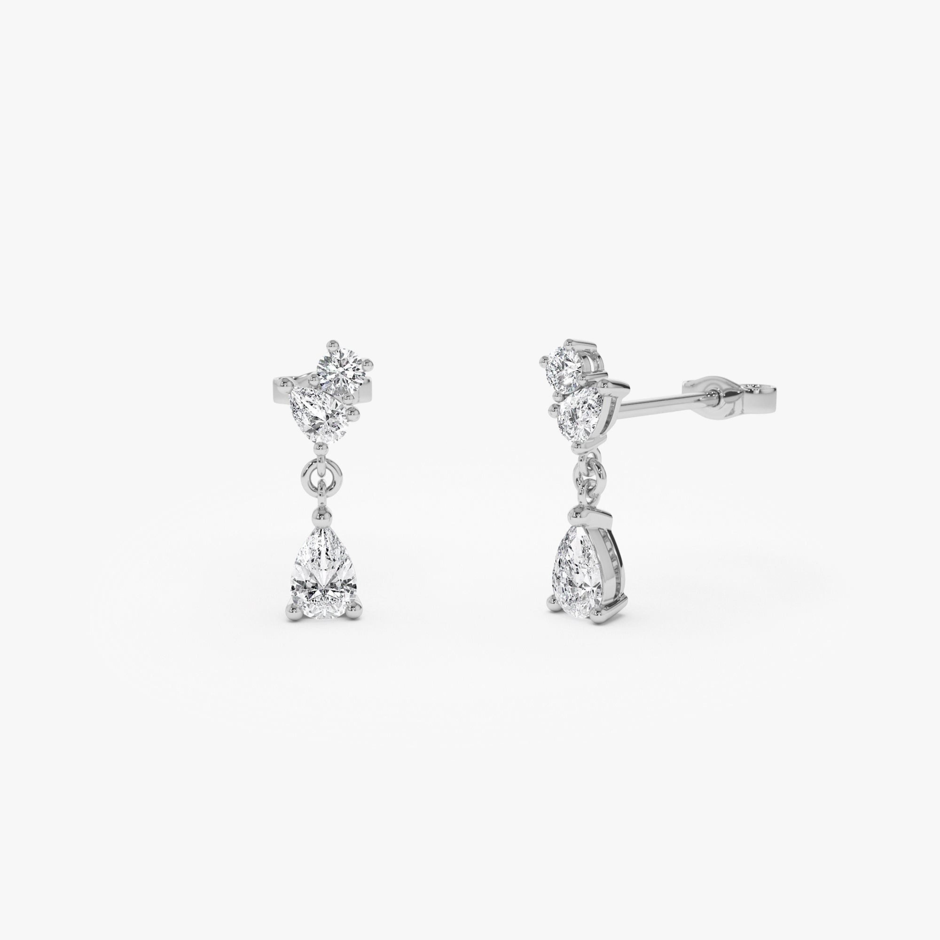 Round Pear Petite Dangling Lab Diamond Earrings
