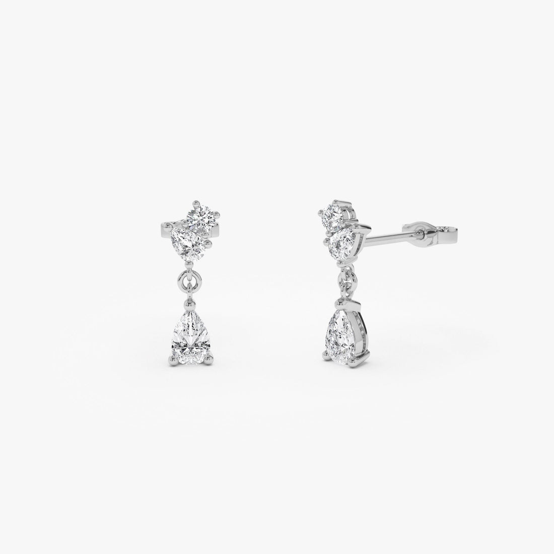 Round Pear Petite Dangling Lab Diamond Earrings