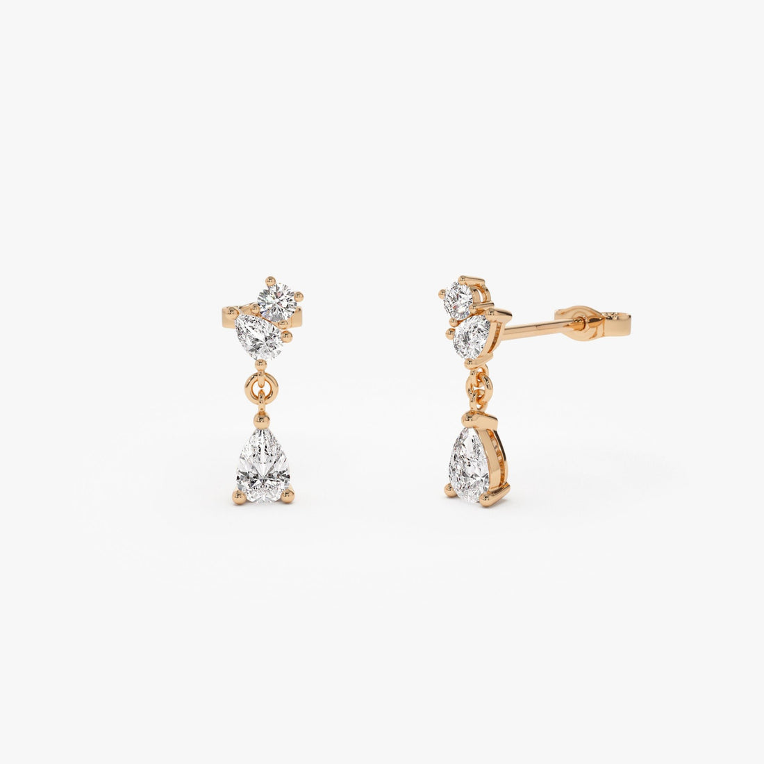 Round Pear Petite Dangling Lab Diamond Earrings
