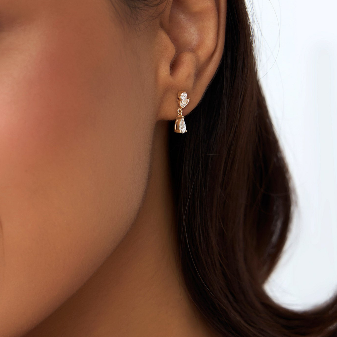 Round Pear Petite Dangling Lab Diamond Earrings