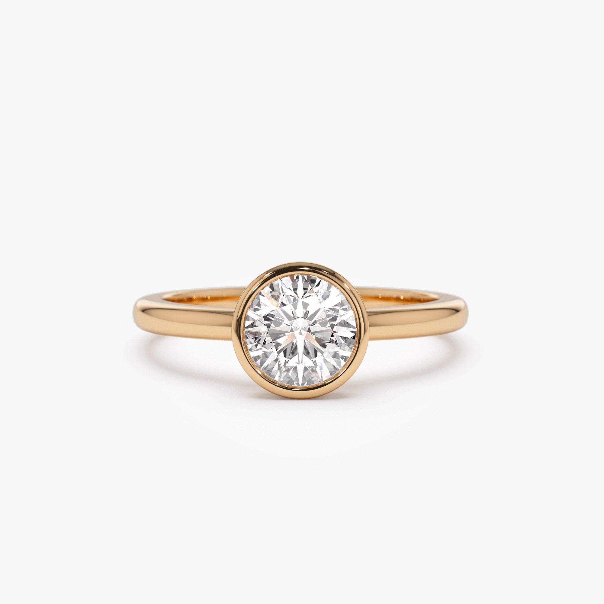 Round Shape Lab Grown Diamond Bezel Setting  Engagement Ring