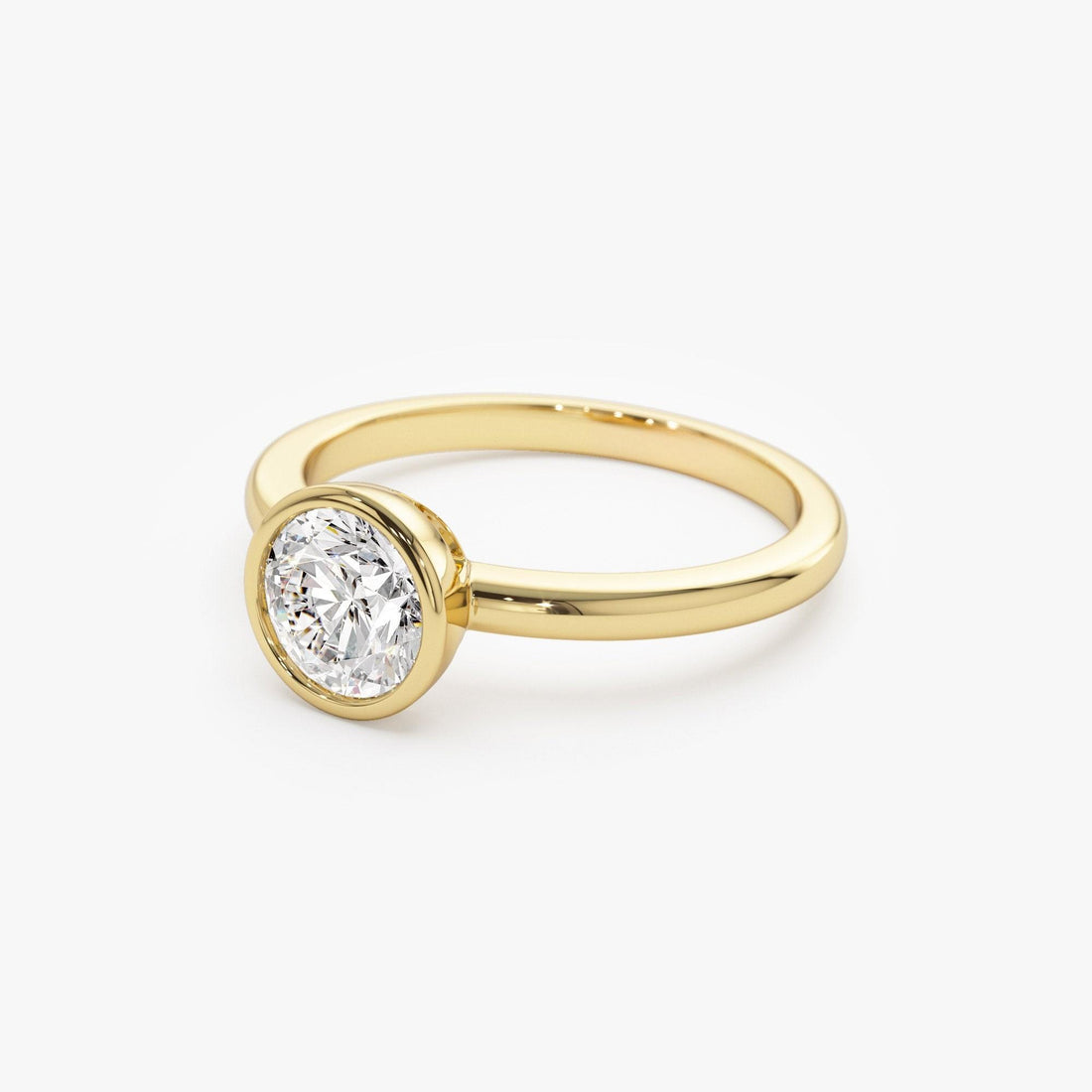 Round Shape Lab Grown Diamond Bezel Setting  Engagement Ring