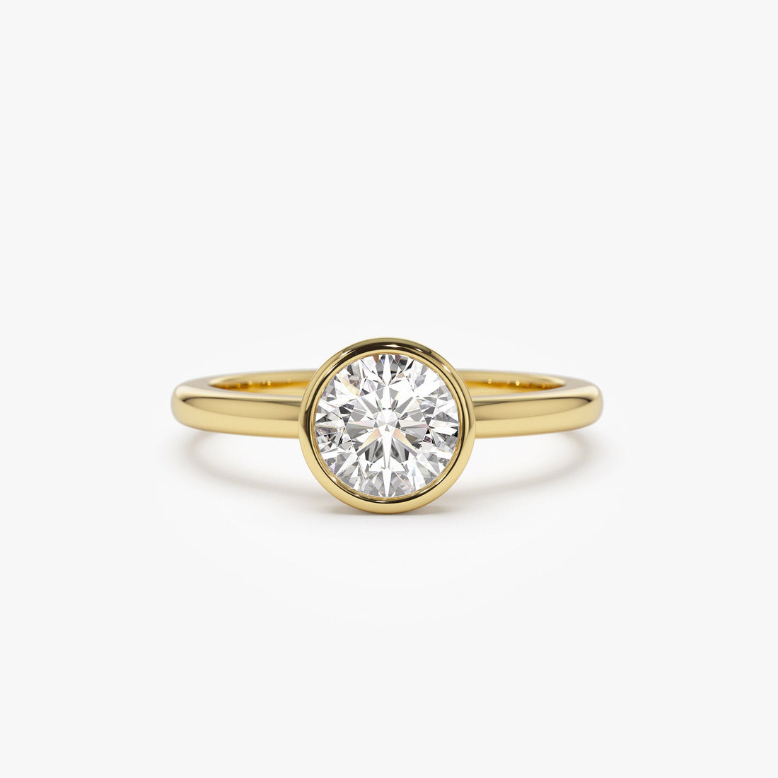 Round Shape Lab Grown Diamond Bezel Setting  Engagement Ring