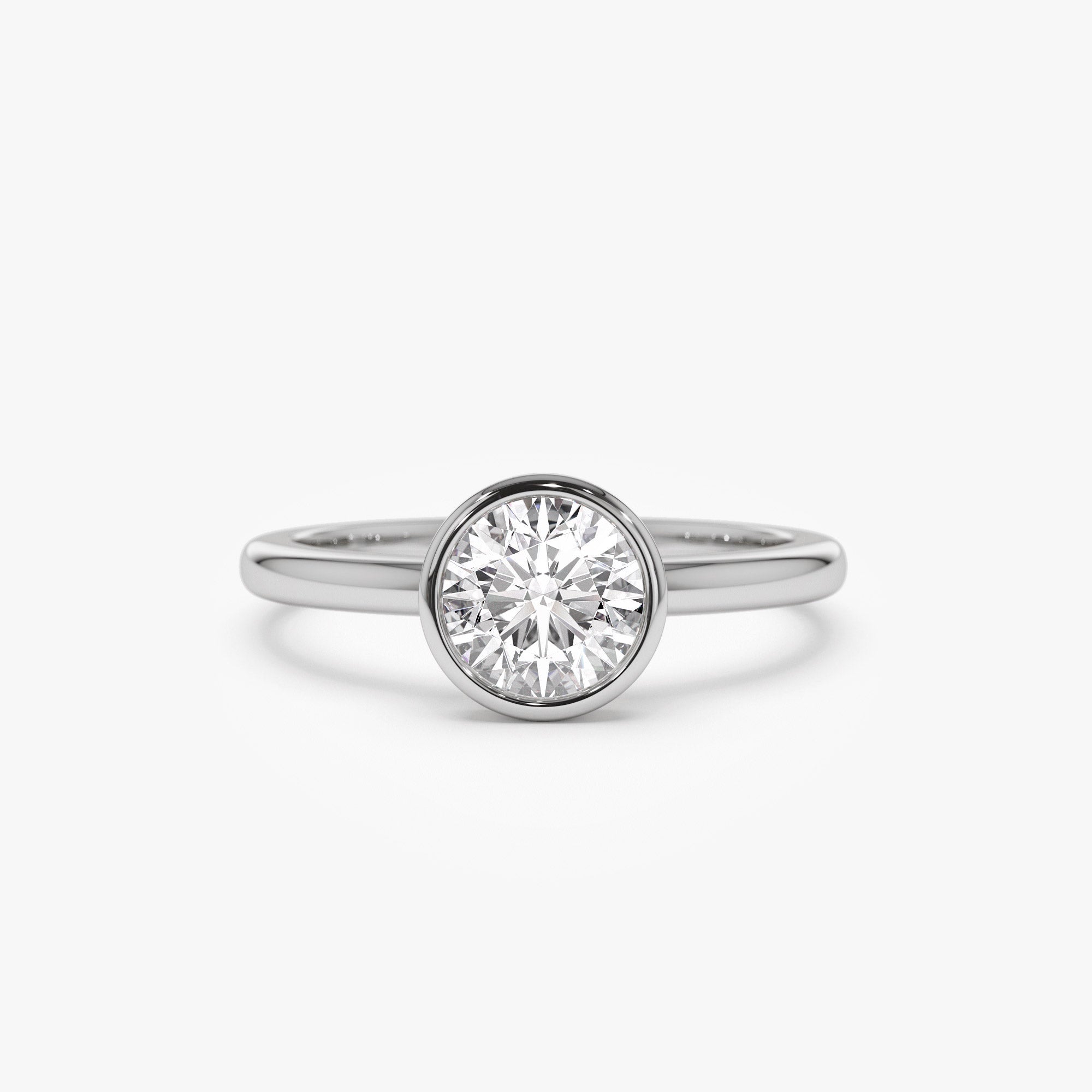 Round Shape Lab Grown Diamond Bezel Setting  Engagement Ring