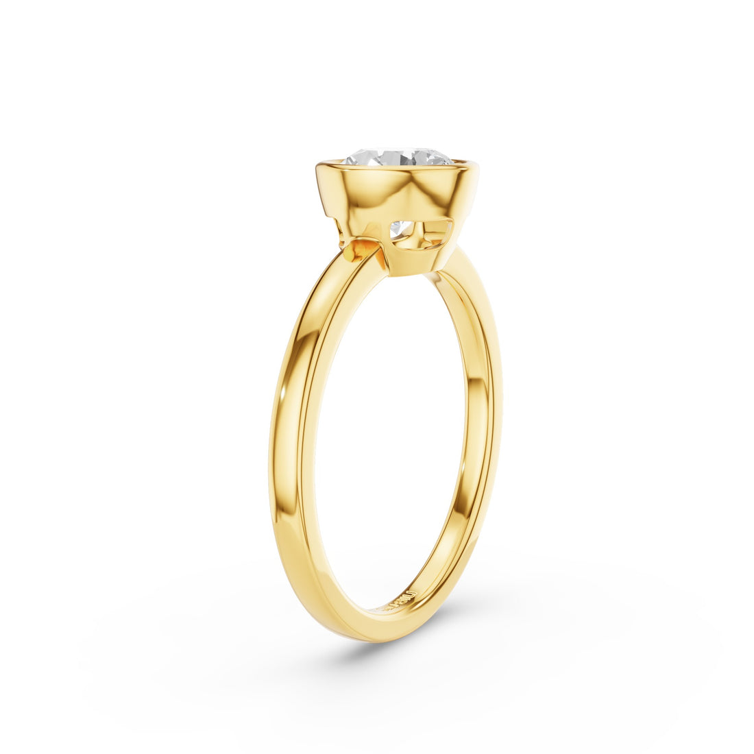 Round Shape Lab Grown Diamond Bezel Setting  Engagement Ring