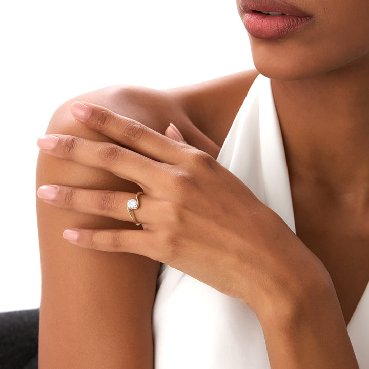 Round Shape Lab Grown Diamond Bypass Setting Engagement Ring