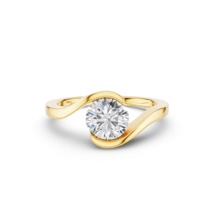 Round Shape Lab Grown Diamond Bypass Setting Engagement Ring