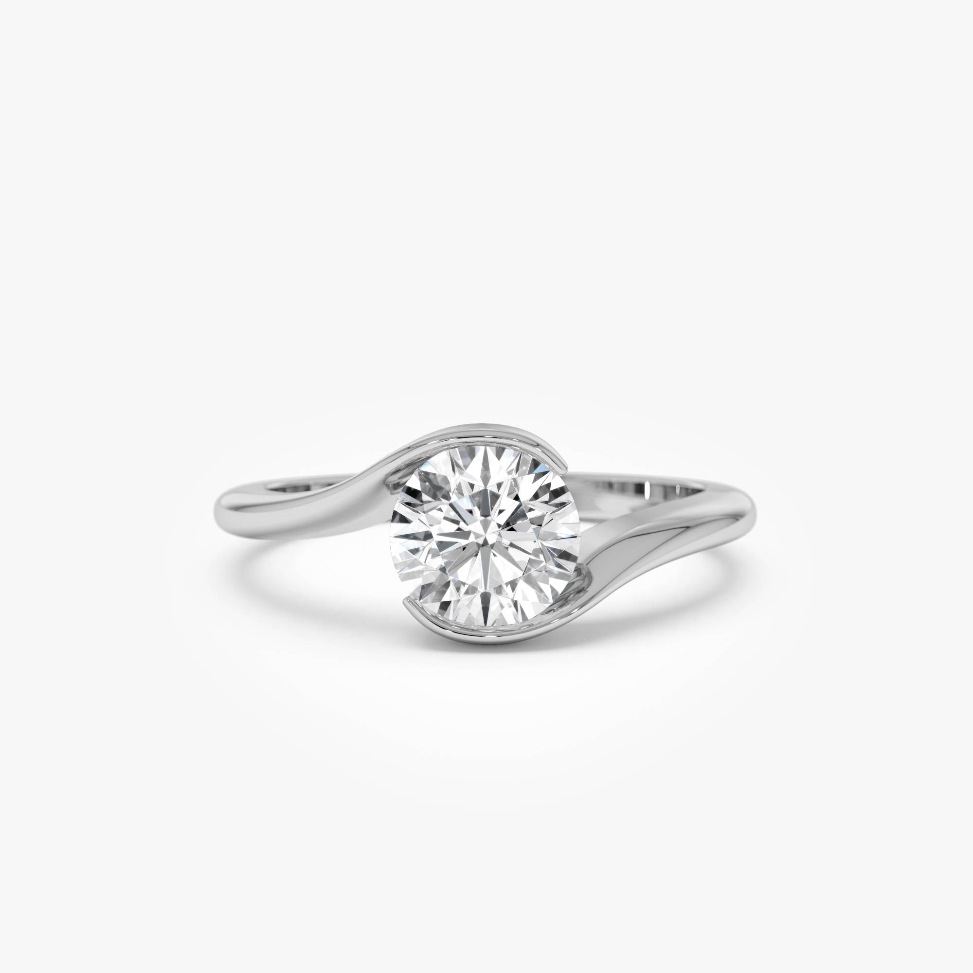 Round Shape Lab Grown Diamond Bypass Setting Engagement Ring