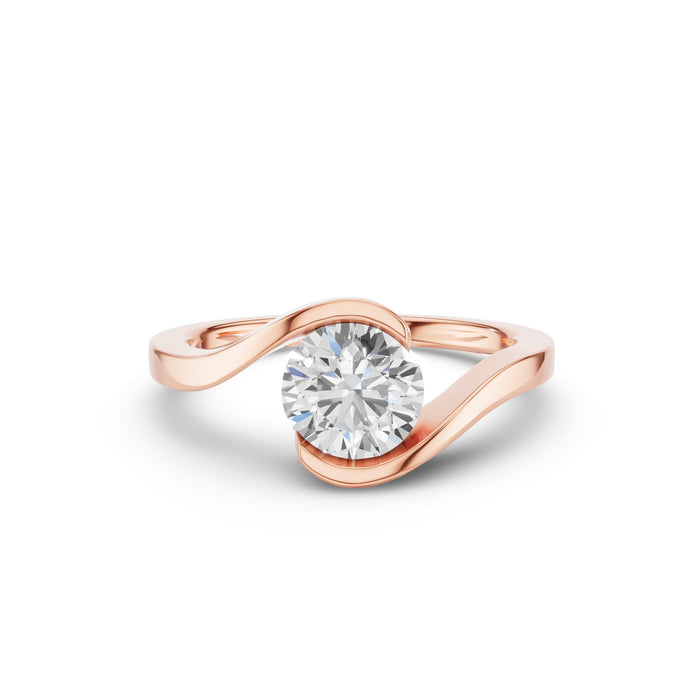 Round Shape Lab Grown Diamond Bypass Setting Engagement Ring