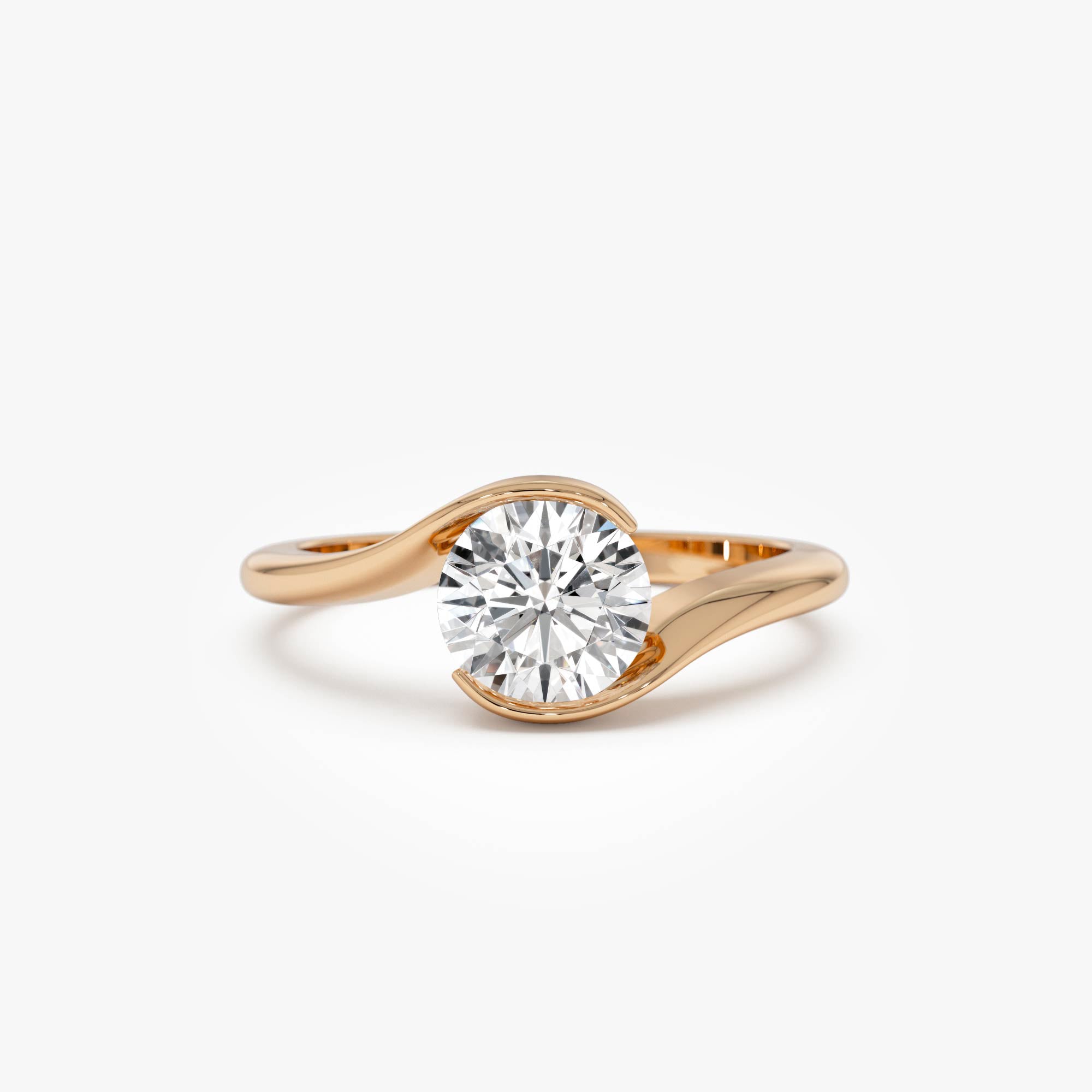 Round Shape Lab Grown Diamond Bypass Setting Engagement Ring