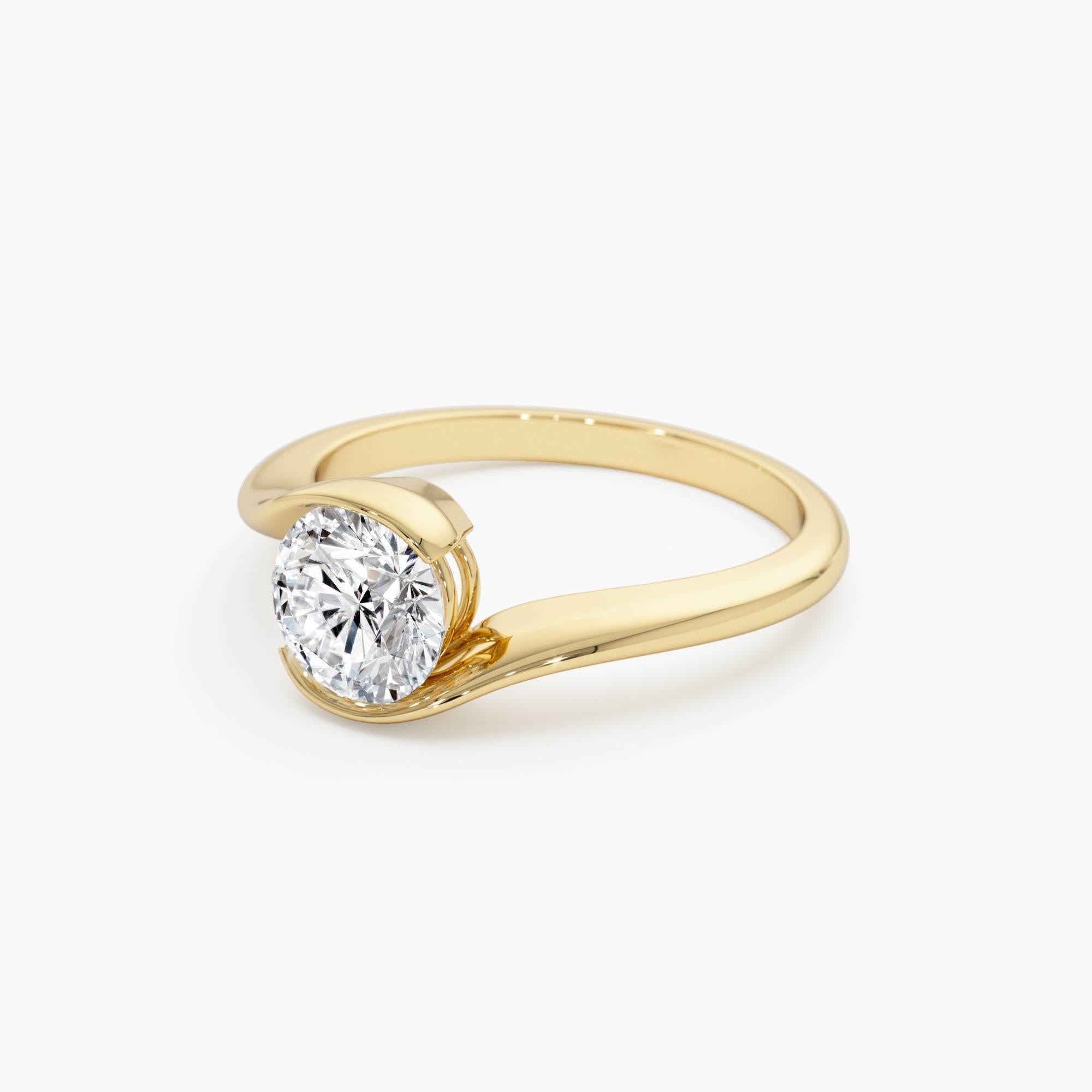 Round Shape Lab Grown Diamond Bypass Setting Engagement Ring
