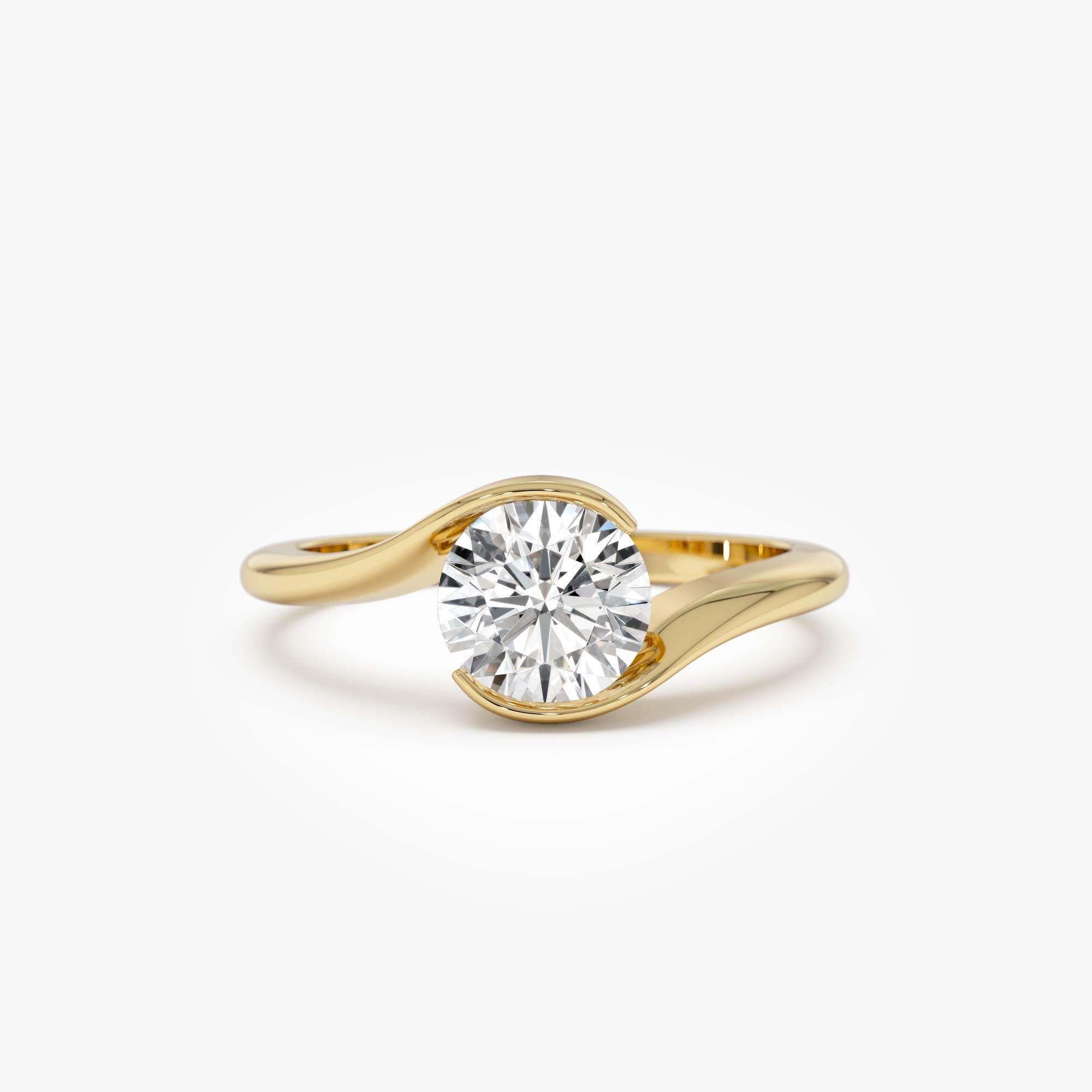 Round Shape Lab Grown Diamond Bypass Setting Engagement Ring