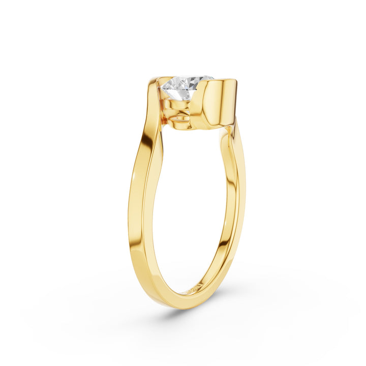 Round Shape Lab Grown Diamond Bypass Setting Engagement Ring