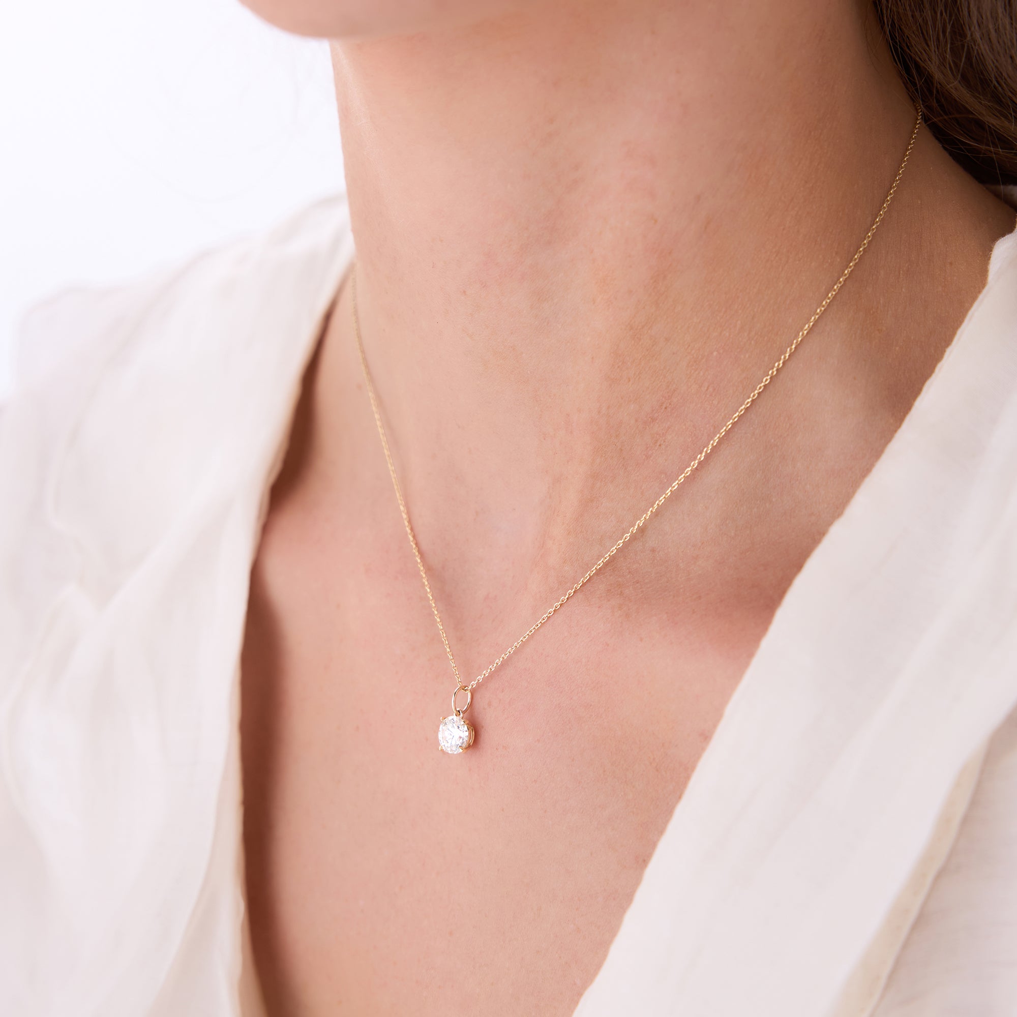 Round Solitaire Diamond Classic Necklace
