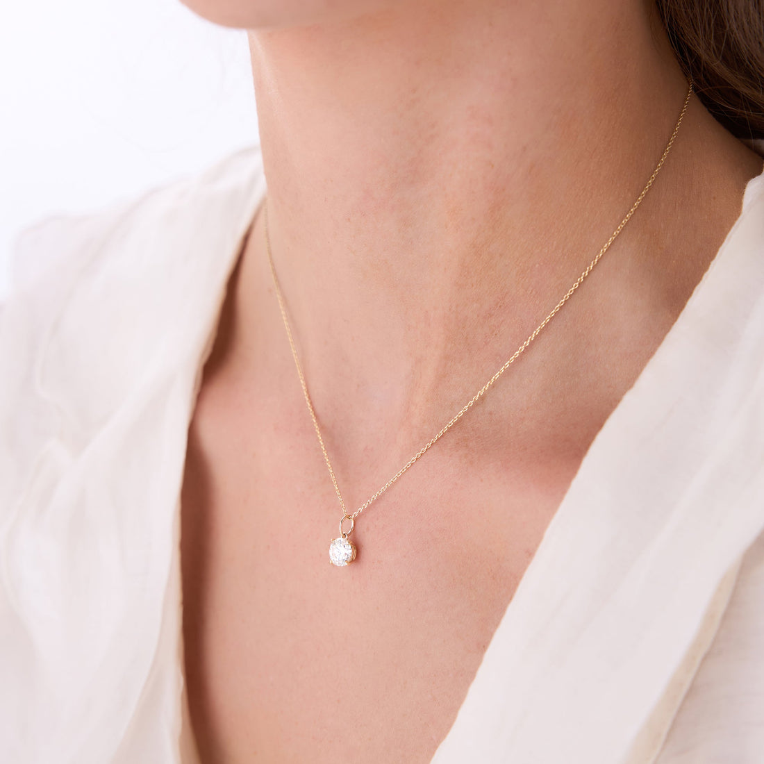 Round Solitaire Diamond Classic Necklace