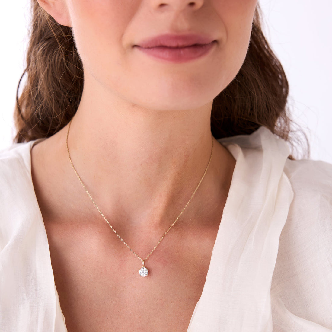 Round Solitaire Diamond Classic Necklace