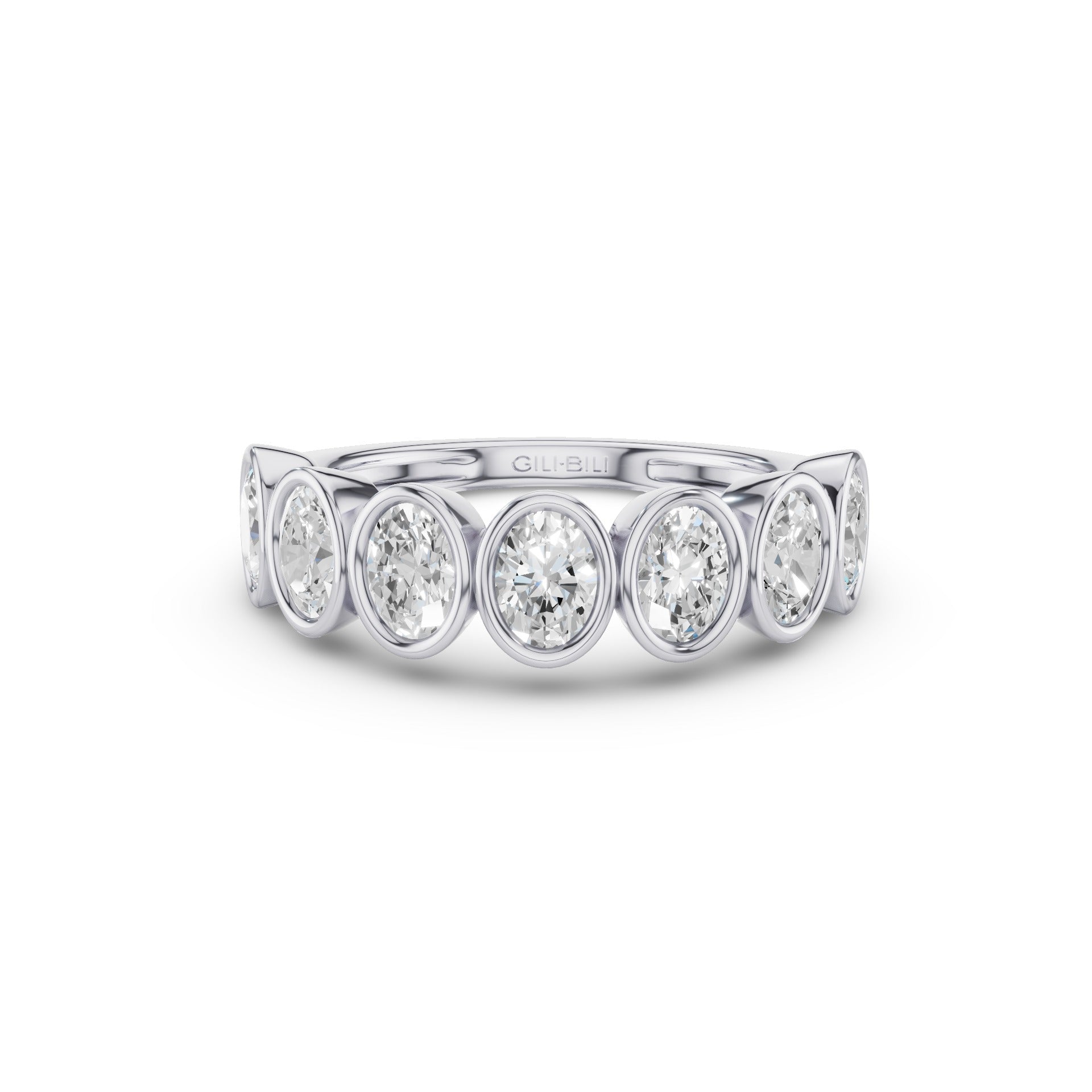 Seven Stone Oval Diamond Bezel Setting Wedding Ring