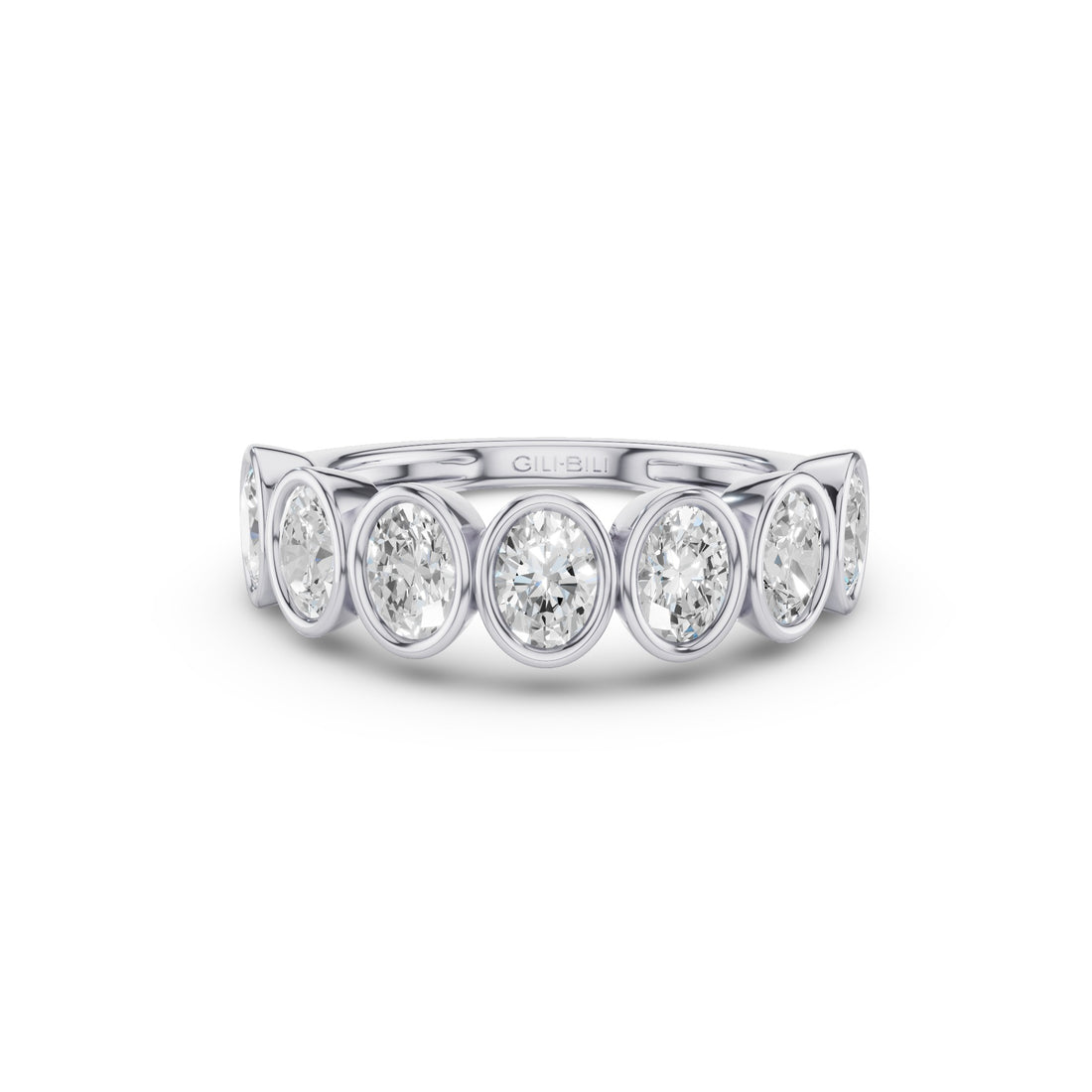 Seven Stone Oval Diamond Bezel Setting Wedding Ring