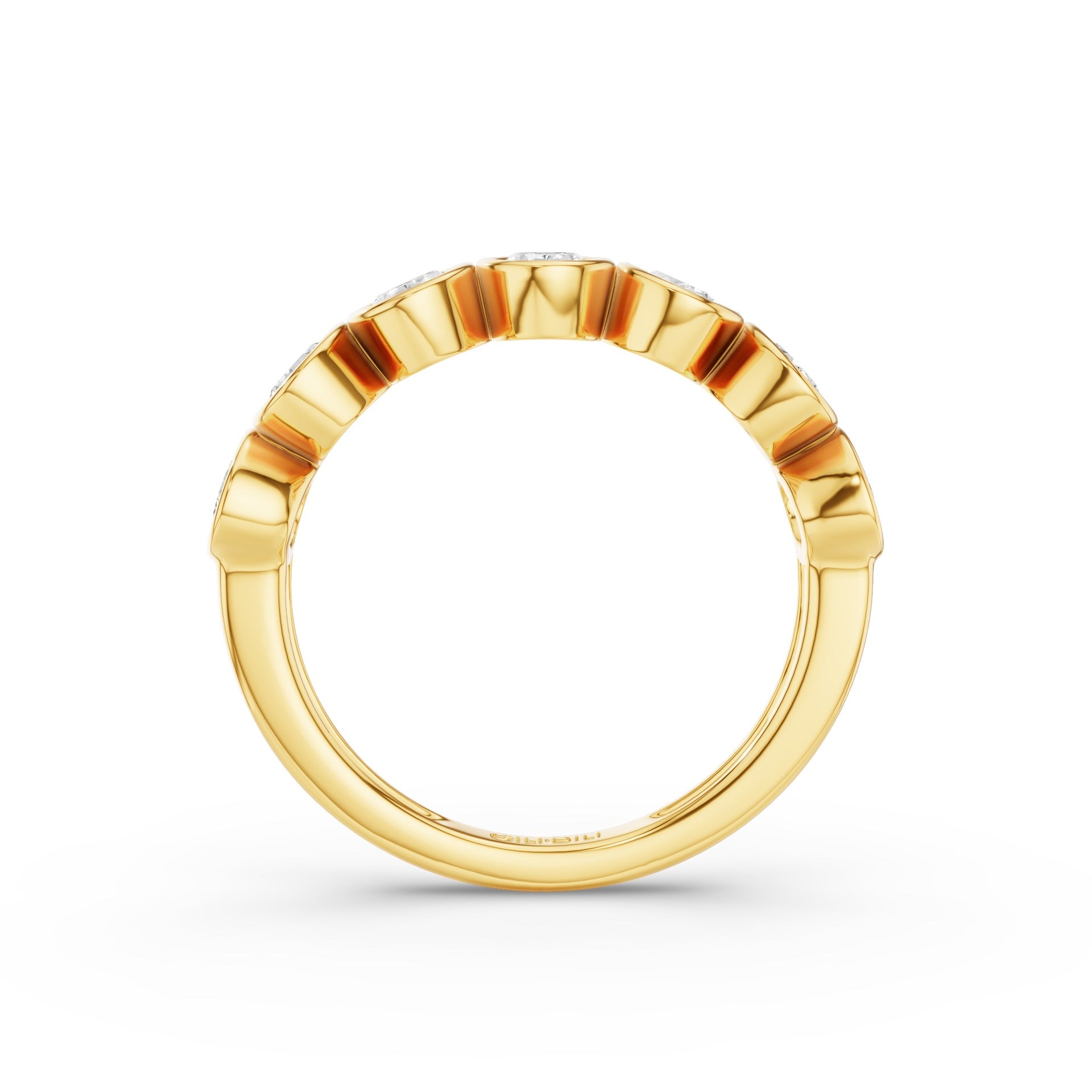Seven Stone Oval Diamond Bezel Setting Wedding Ring