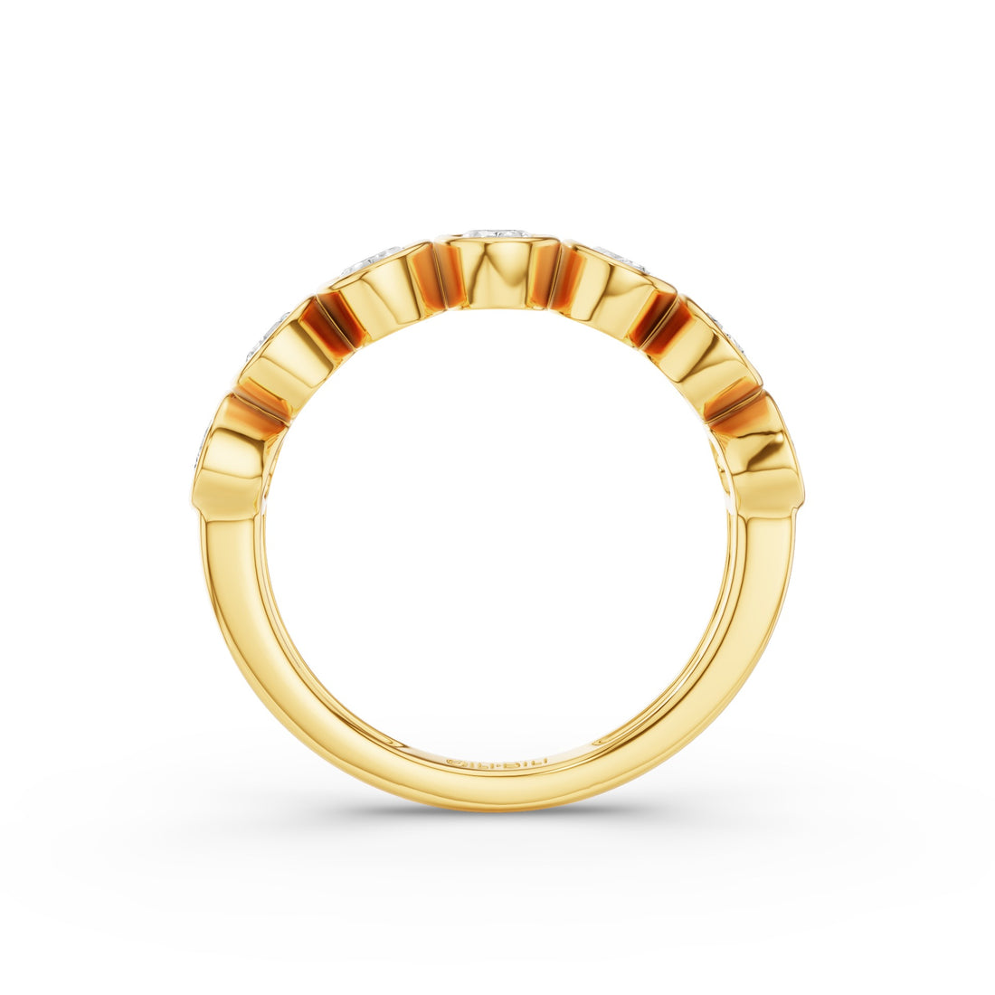 Seven Stone Oval Diamond Bezel Setting Wedding Ring