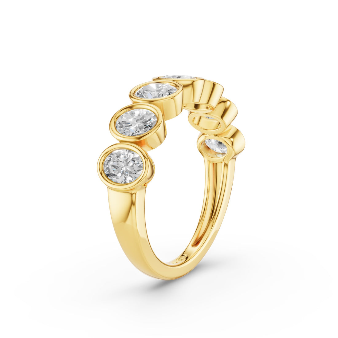 Seven Stone Oval Diamond Bezel Setting Wedding Ring