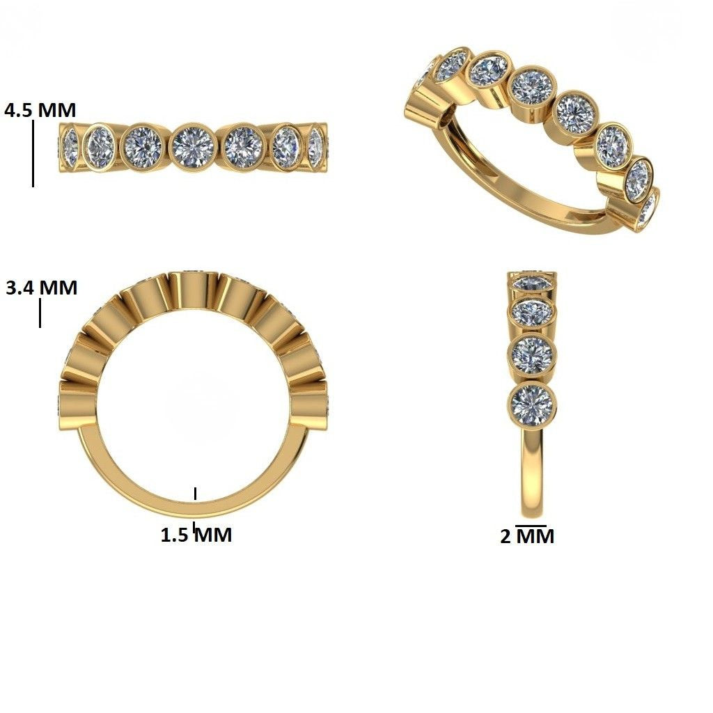 Seven Stone Round Lab Grown Diamond Bezel Setting Ring