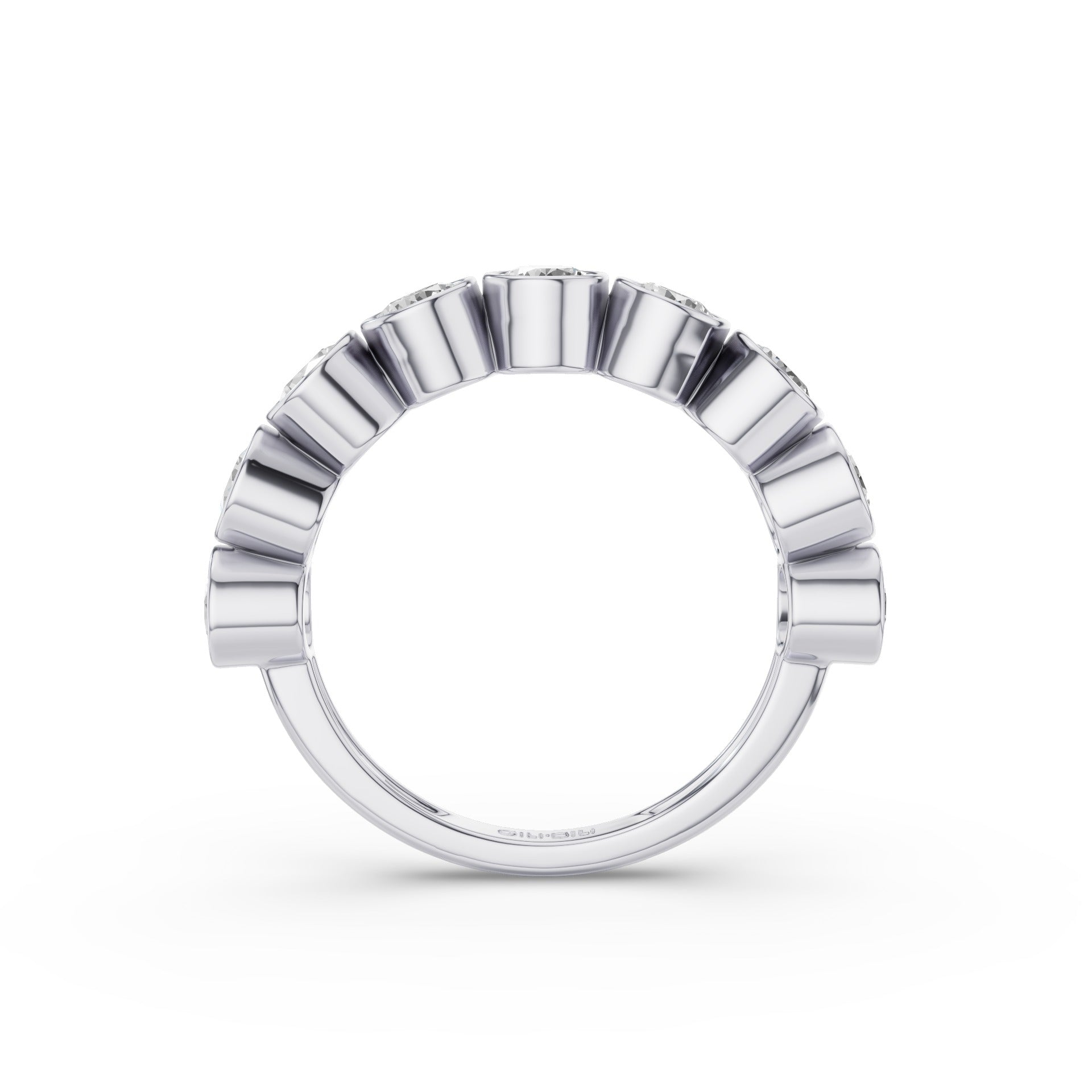 Seven Stone Round Lab Grown Diamond Bezel Setting Ring