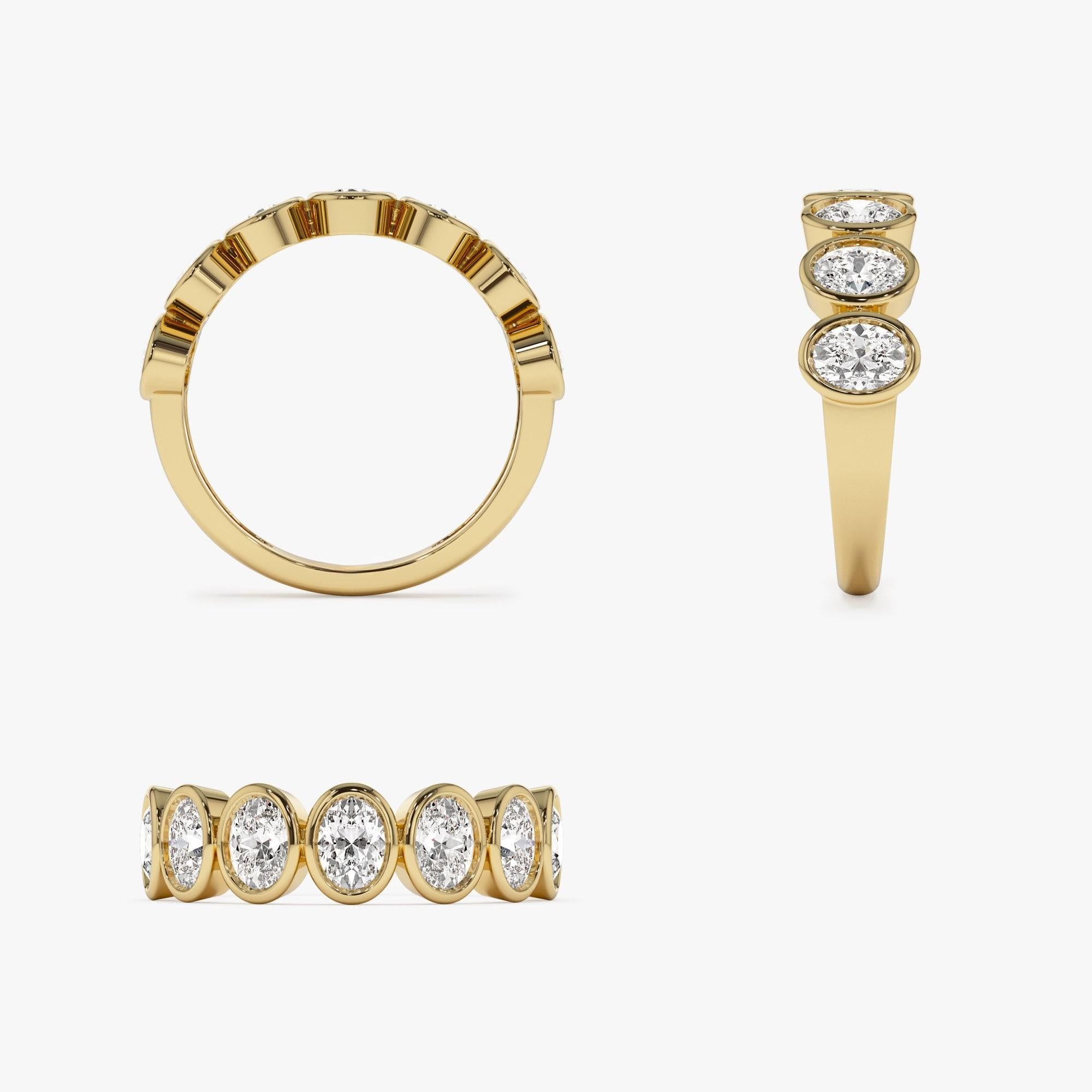 Seven Stone Oval Diamond Bezel Setting Wedding Ring