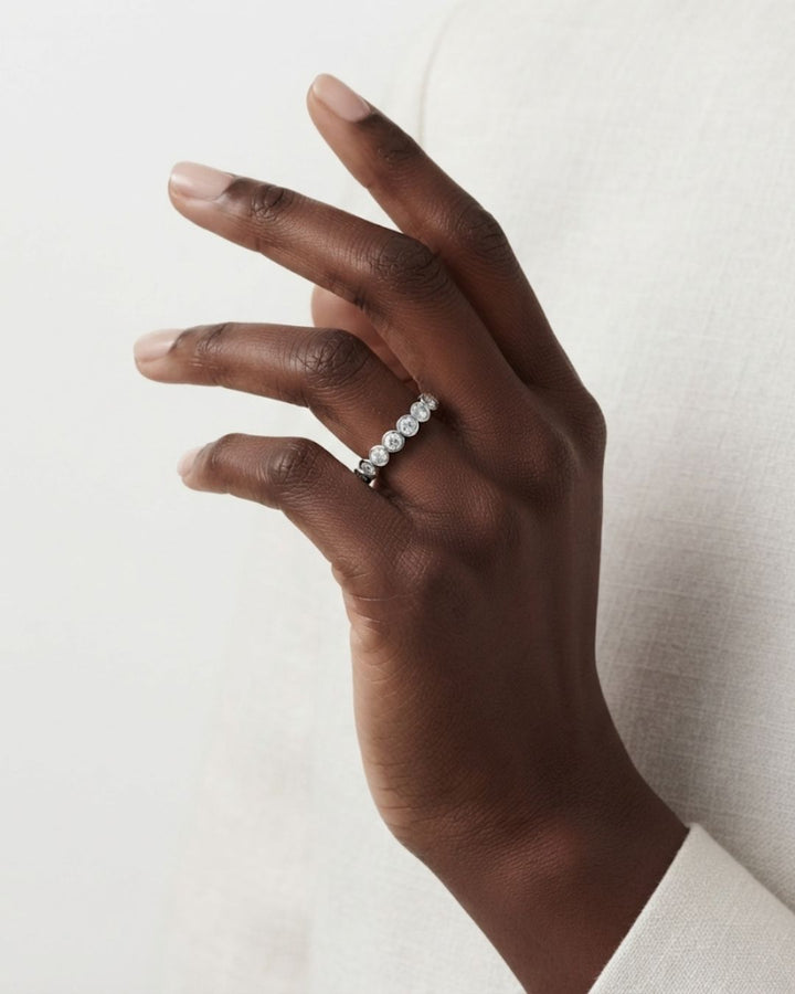 Seven Stone Round Lab Grown Diamond Bezel Setting Ring