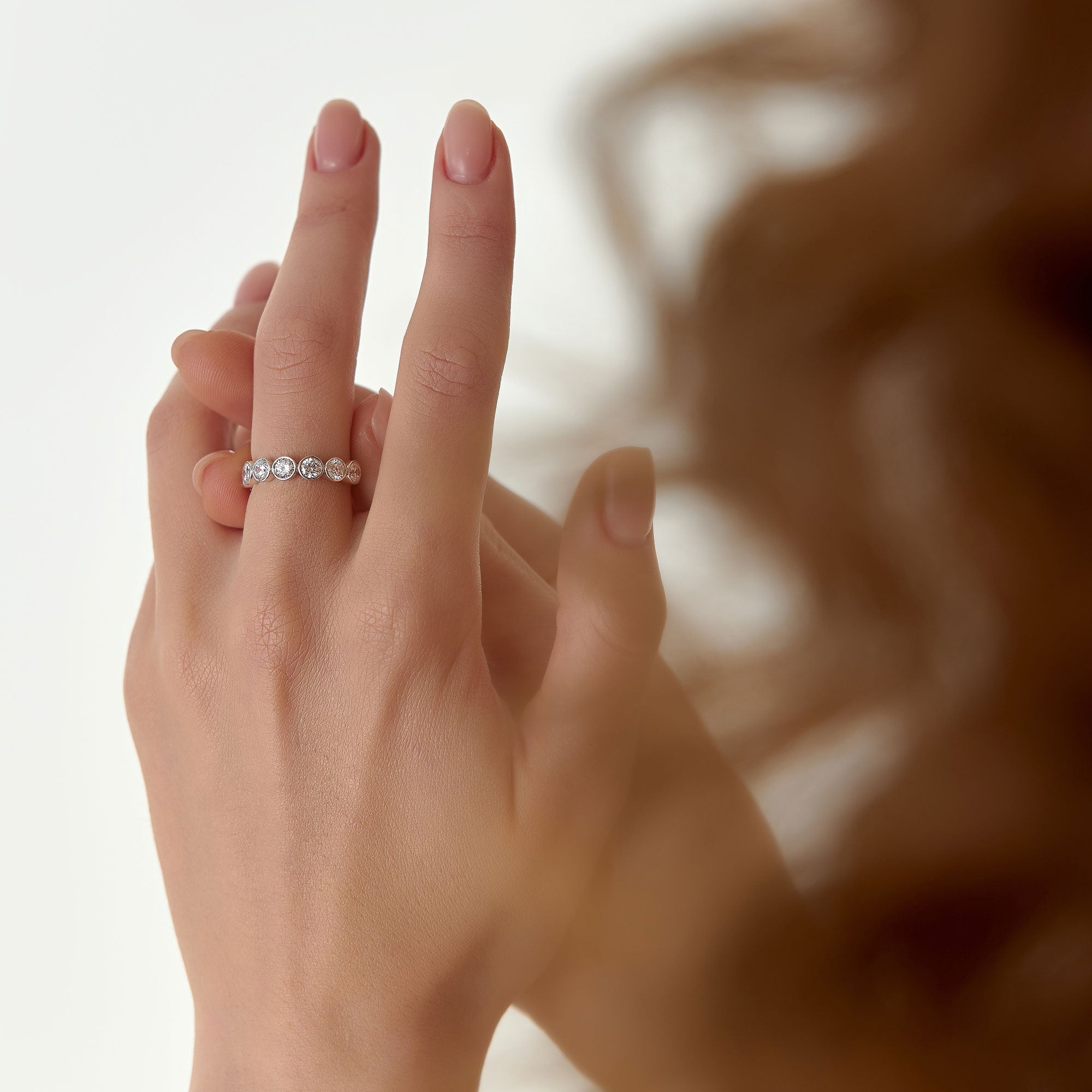 Seven Stone Round Lab Grown Diamond Bezel Setting Ring