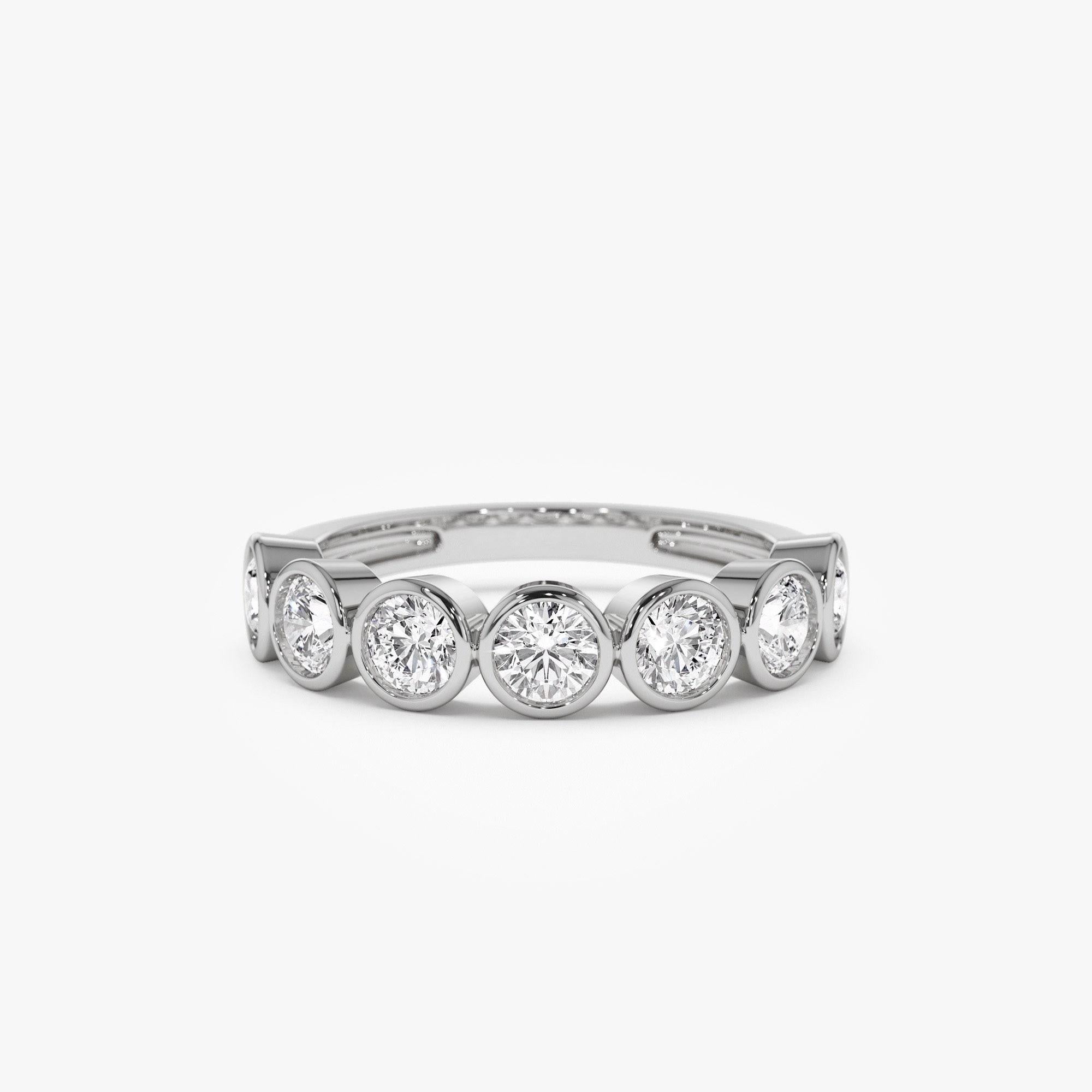 Seven Stone Round Lab Grown Diamond Bezel Setting Ring