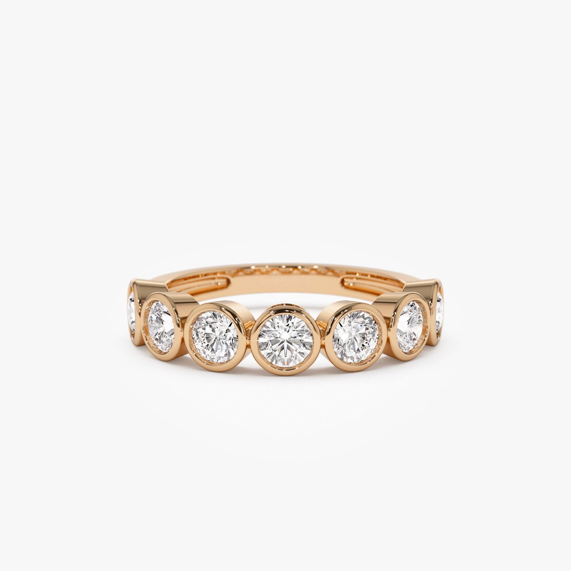 Seven Stone Round Lab Grown Diamond Bezel Setting Ring