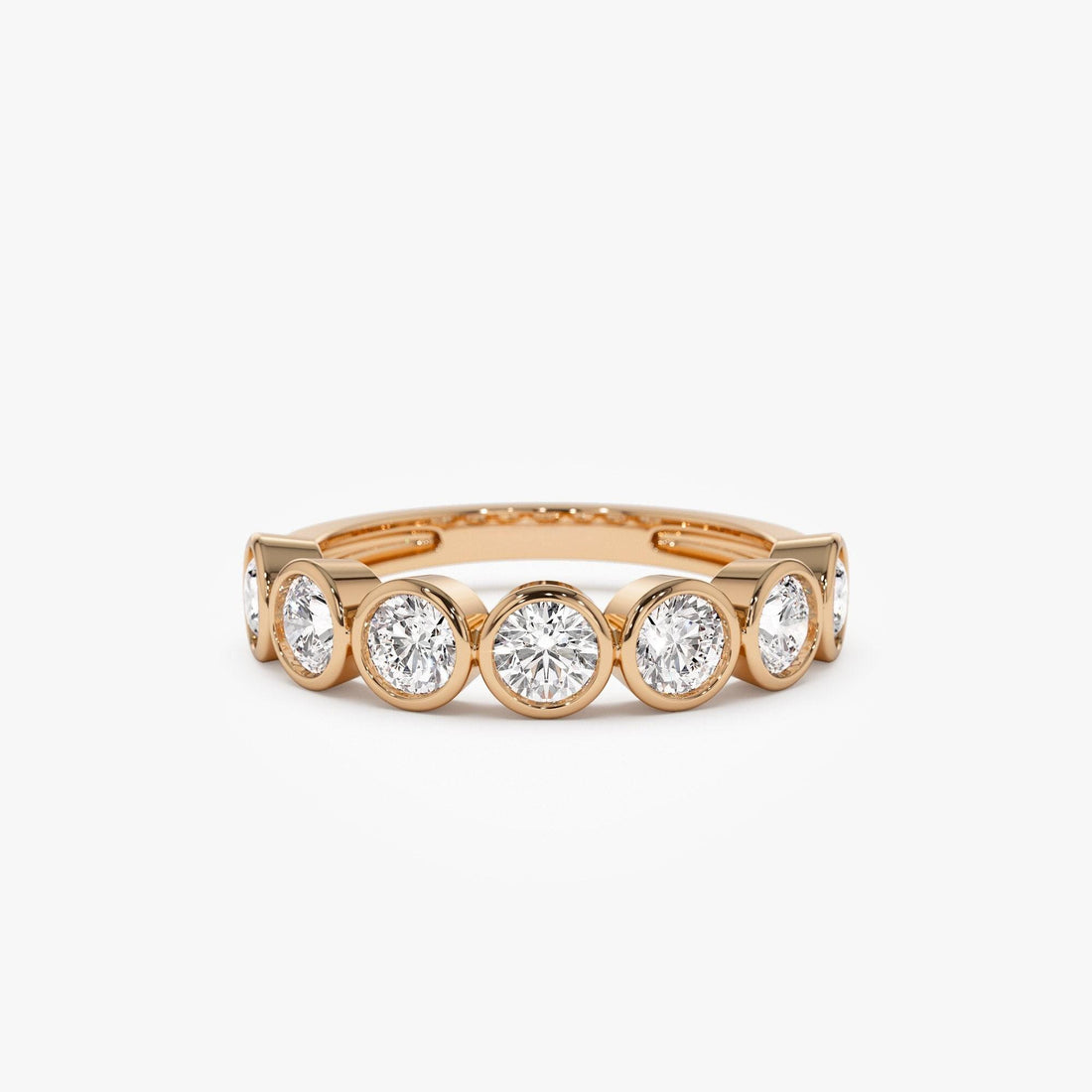 Seven Stone Round Lab Grown Diamond Bezel Setting Ring