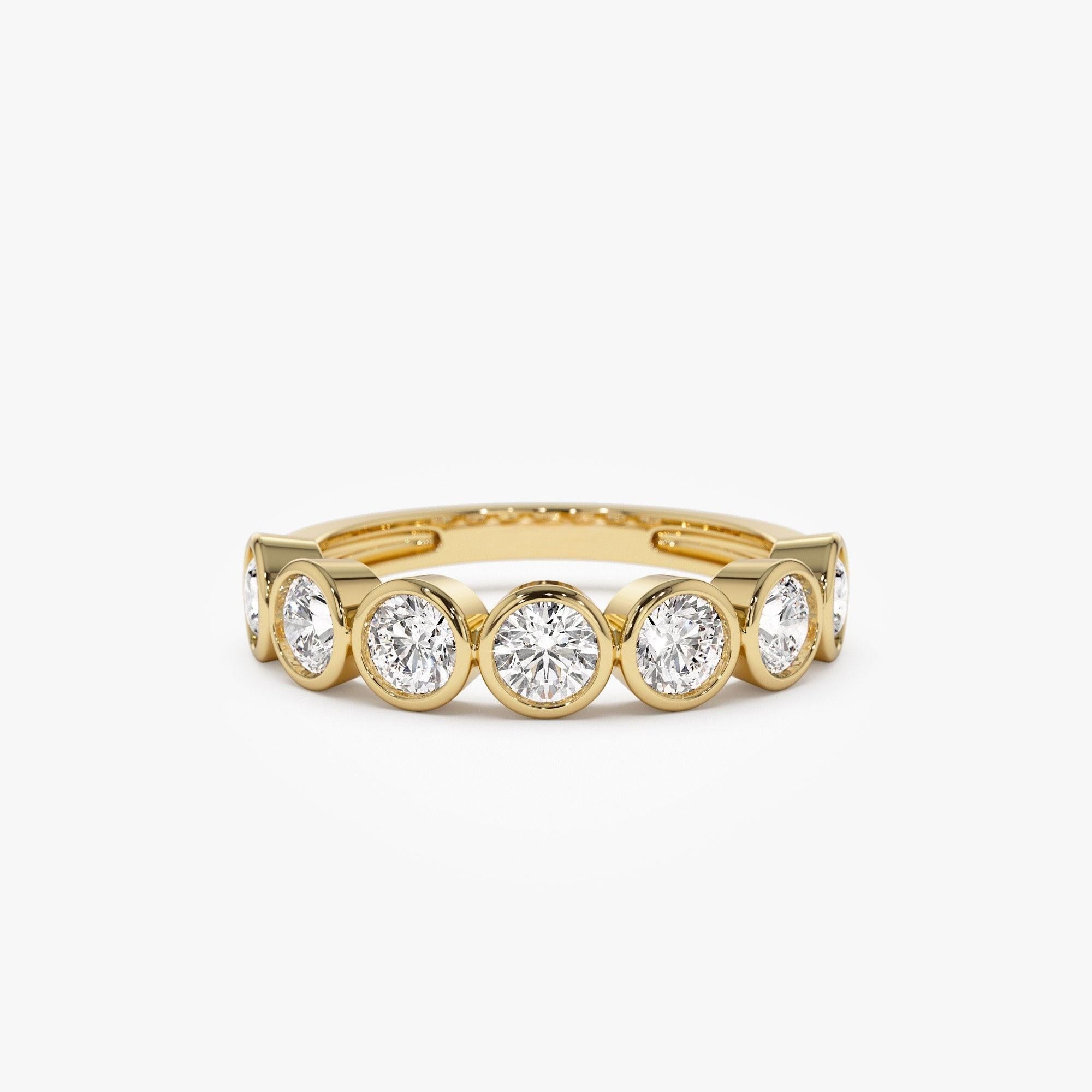 Seven Stone Round Lab Grown Diamond Bezel Setting Ring