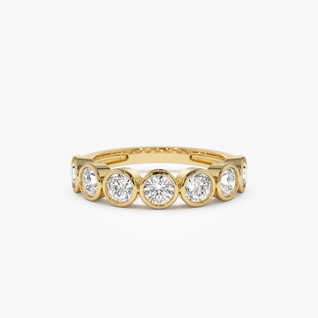Seven Stone Round Lab Grown Diamond Bezel Setting Ring