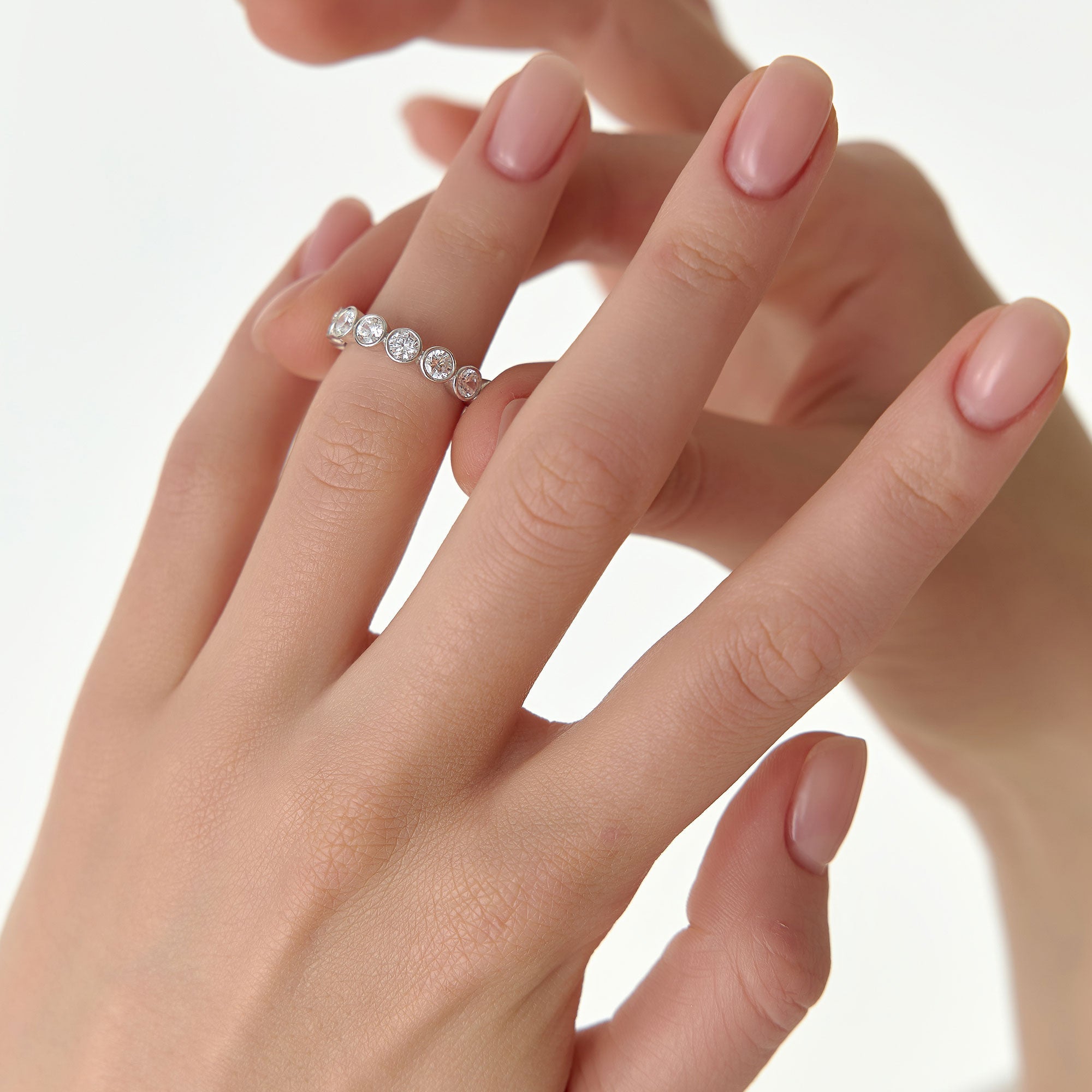 Seven Stone Round Lab Grown Diamond Bezel Setting Ring