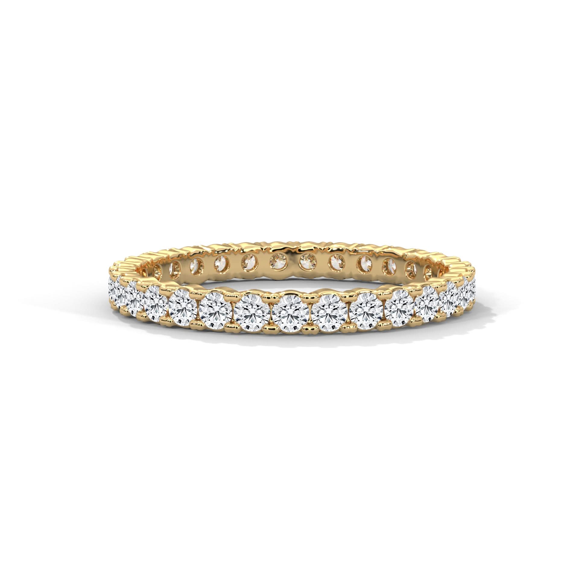 Gold ring with diamonds on a white background