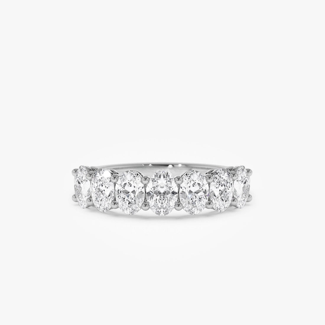 Shared Prong Set Oval Cut Half Eternity Wedding Band