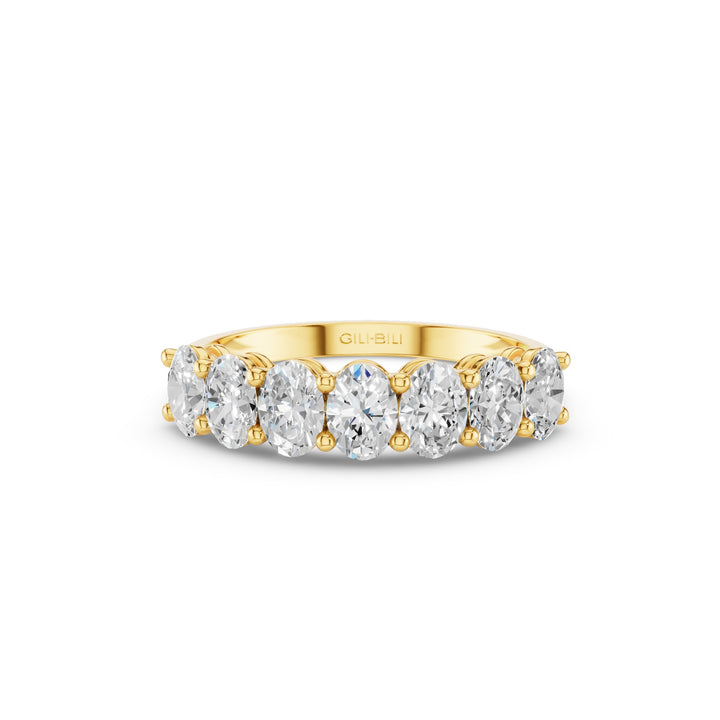 Shared Prong Set Oval Cut Half Eternity Wedding Band