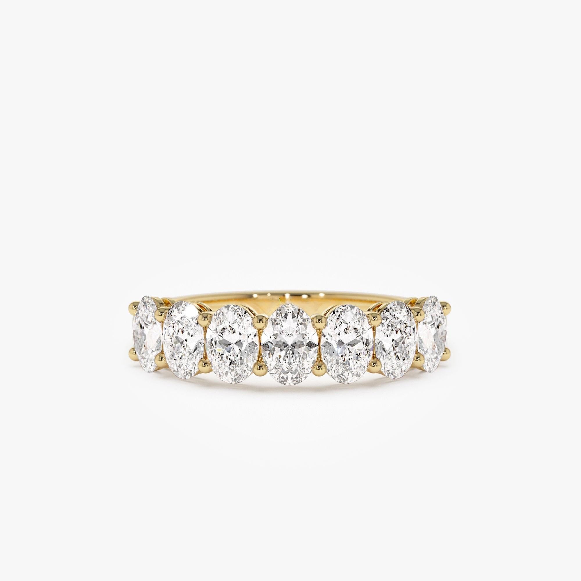 Shared Prong Set Oval Cut Half Eternity Wedding Band