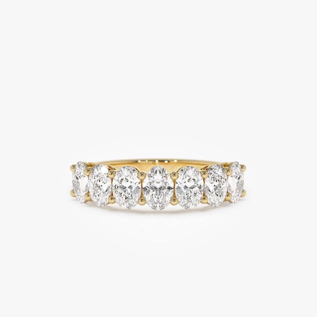 Shared Prong Set Oval Cut Half Eternity Wedding Band