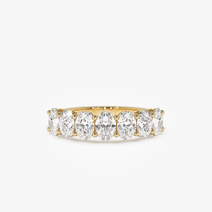 Shared Prong Set Oval Cut Half Eternity Wedding Band