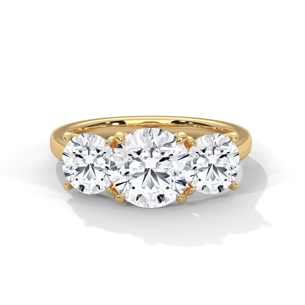 Three Part Rings Share Prong 3-Stone Triology Engagement Rings with Round Brilliant Cut ...