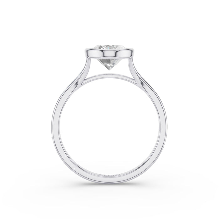 Solitaire Oval Cut Bezel Set Lab Diamond Engagement Ring
