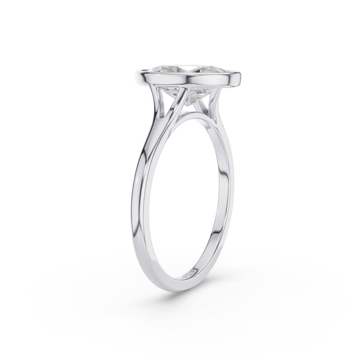 Solitaire Oval Cut Bezel Set Lab Diamond Engagement Ring