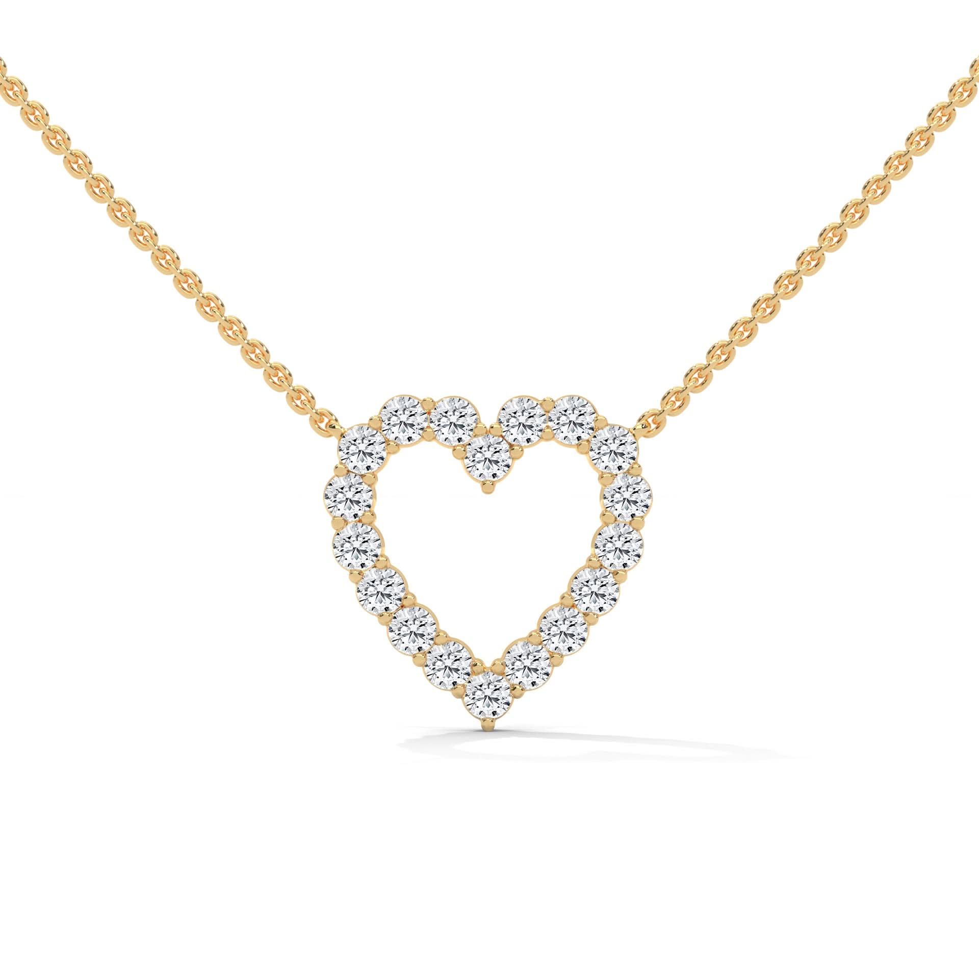 Gold necklace with a heart-shaped diamond pendant