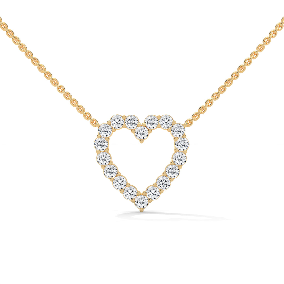 Gold necklace with a heart-shaped diamond pendant